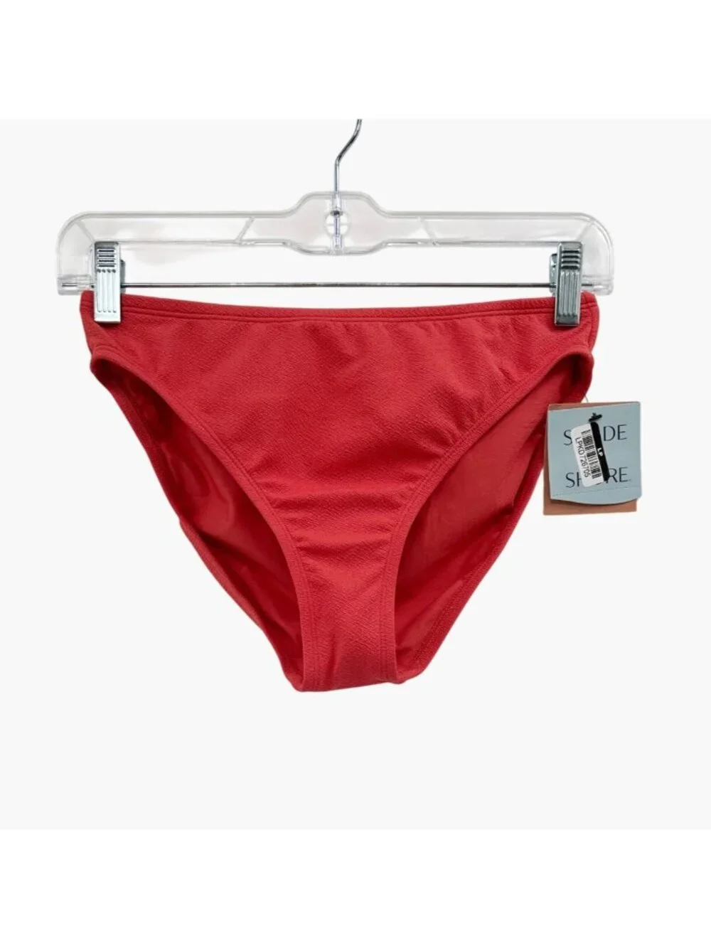 NEW Shade & Shore Crepe High Leg Medium Coverage Bikini Bottom - Red